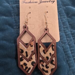 Leopard Print Wooden Earrings